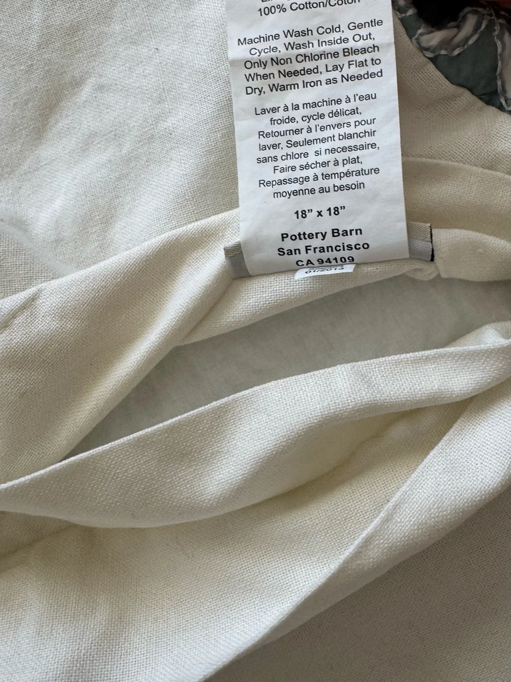 Pottery Barn Sage Green Embroidered Decorative Pillow Cover 18” x 18” – EUC